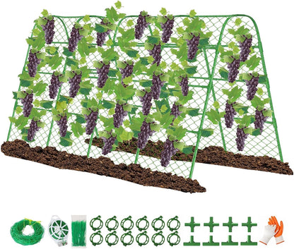 63" Tall Cucumber Trellis for Raised Garden Bed U-Frame Arch Tunnel Trellis Metal Tomato Cage Plant Support Stand for Peas,Bean,Grapes,Flowers,Vines Climbing Plants Outdoor