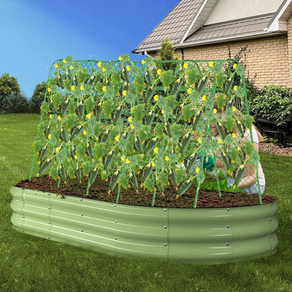 63" Tall Cucumber Trellis for Raised Garden Bed U-Frame Arch Tunnel Trellis Metal Tomato Cage Plant Support Stand for Peas,Bean,Grapes,Flowers,Vines Climbing Plants Outdoor