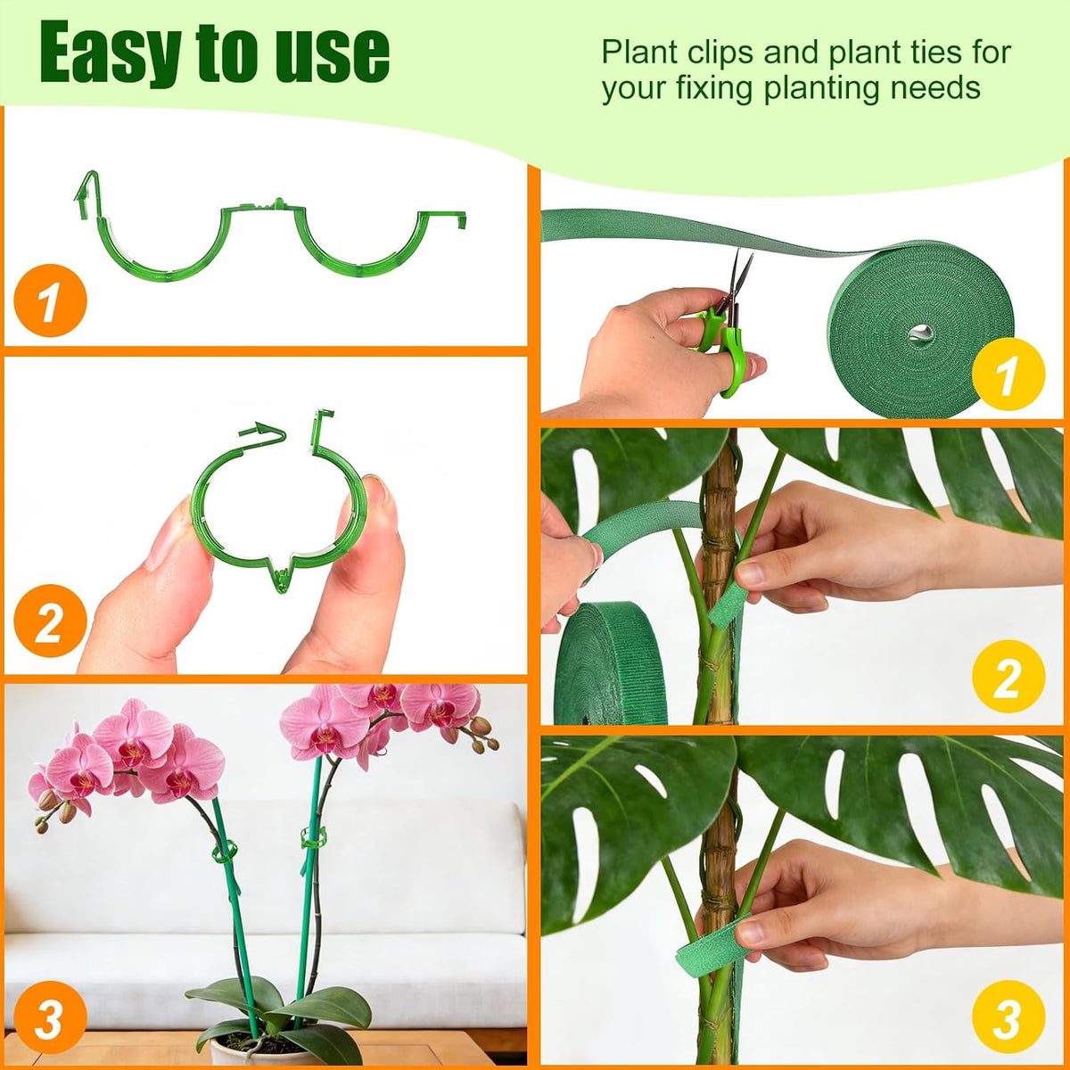 Plant Support for Tomato, Sets of Garden Clips and Ties for Climbing Plants, Fixing Stem and Vine