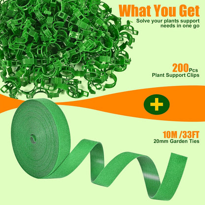 Plant Support for Tomato, Sets of Garden Clips and Ties for Climbing Plants, Fixing Stem and Vine