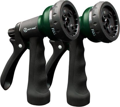 Garden Hose Nozzle 2PK, ABS Water Spray Nozzle with 7 Adjustable Patterns, Slip Resistant for Watering Plants, Lawn, Garden, Washing Cars, Cleaning, Showering Pets & Outdoor Fun