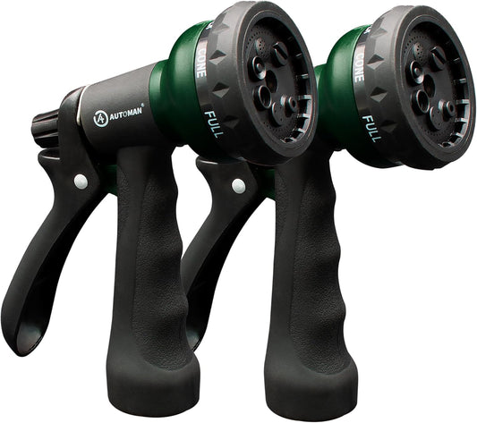 Garden Hose Nozzle 2PK, ABS Water Spray Nozzle with 7 Adjustable Patterns, Slip Resistant for Watering Plants, Lawn, Garden, Washing Cars, Cleaning, Showering Pets & Outdoor Fun