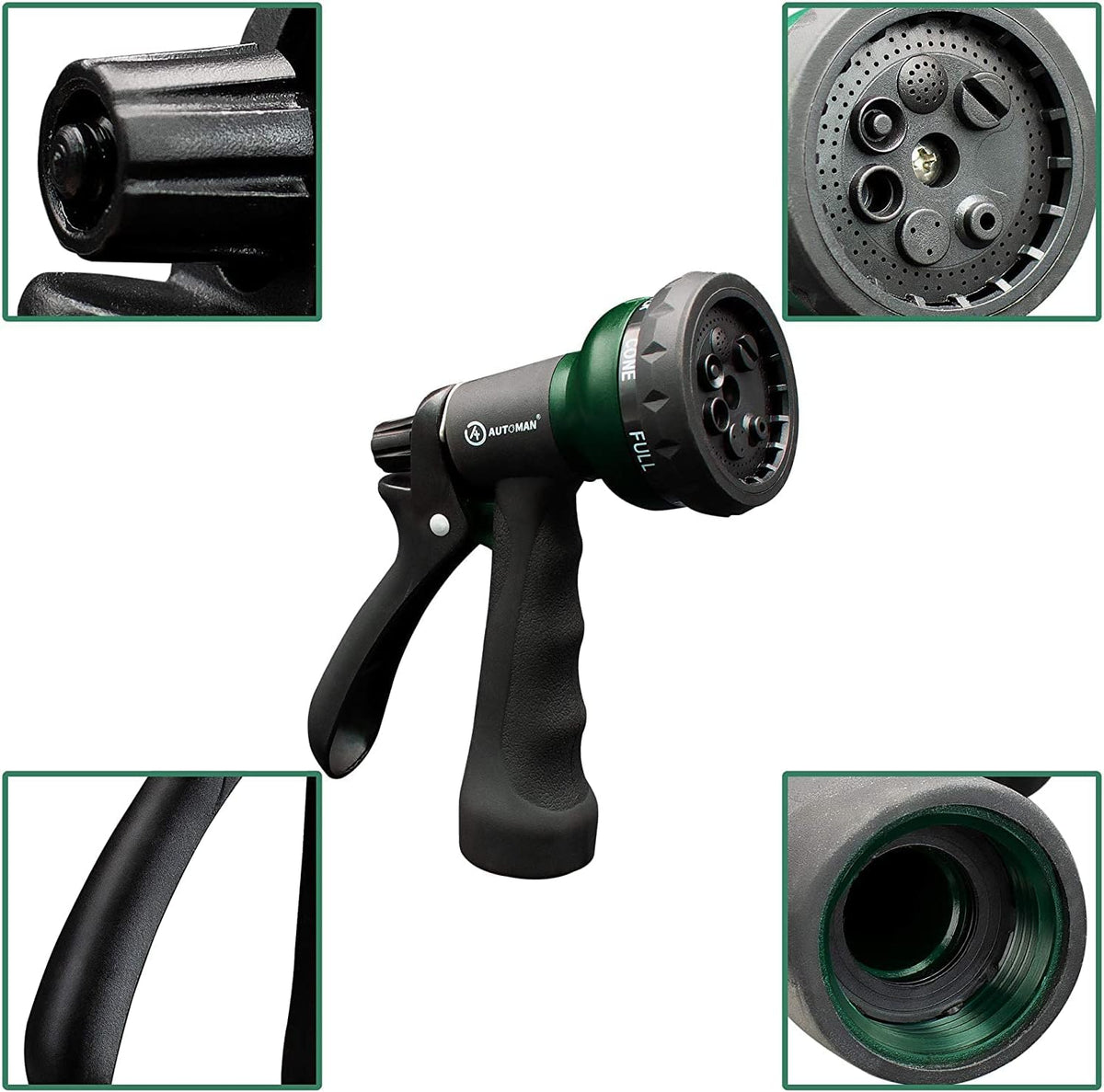 Garden Hose Nozzle 2PK, ABS Water Spray Nozzle with 7 Adjustable Patterns, Slip Resistant for Watering Plants, Lawn, Garden, Washing Cars, Cleaning, Showering Pets & Outdoor Fun