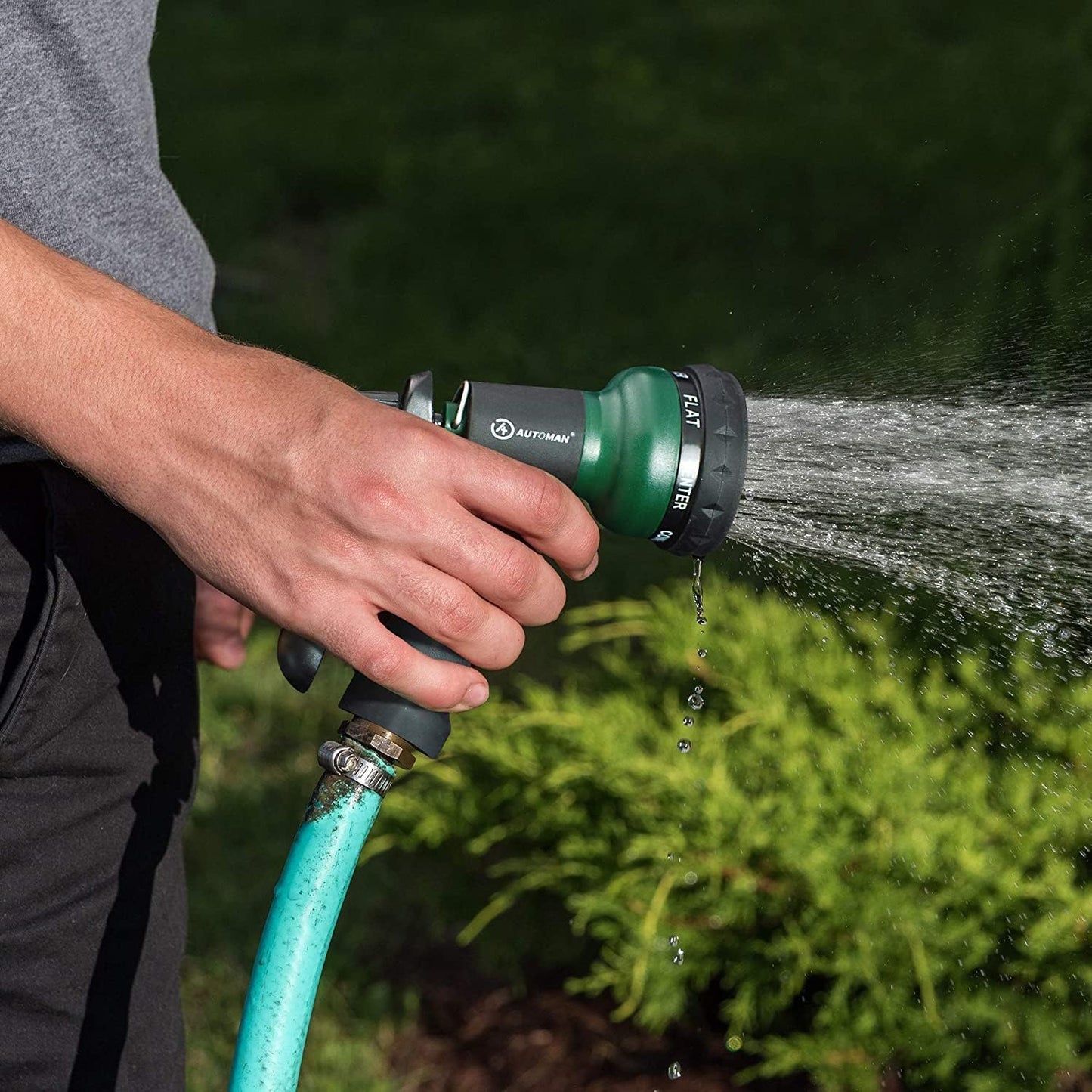Garden Hose Nozzle 2PK, ABS Water Spray Nozzle with 7 Adjustable Patterns, Slip Resistant for Watering Plants, Lawn, Garden, Washing Cars, Cleaning, Showering Pets & Outdoor Fun
