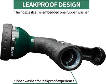 Garden Hose Nozzle 2PK, ABS Water Spray Nozzle with 7 Adjustable Patterns, Slip Resistant for Watering Plants, Lawn, Garden, Washing Cars, Cleaning, Showering Pets & Outdoor Fun