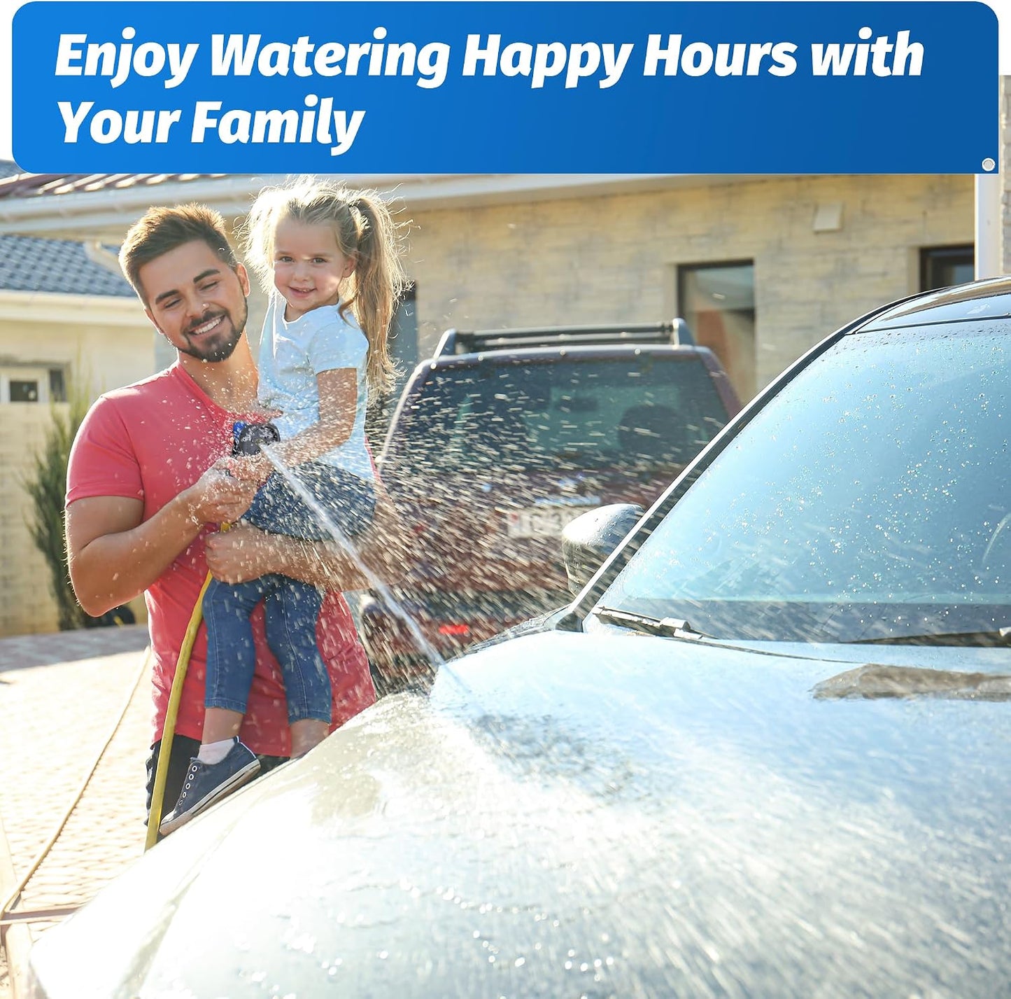 Garden Hose Nozzle 2PK, ABS Water Spray Nozzle with 7 Adjustable Patterns, Slip Resistant for Watering Plants, Lawn, Garden, Washing Cars, Cleaning, Showering Pets & Outdoor Fun