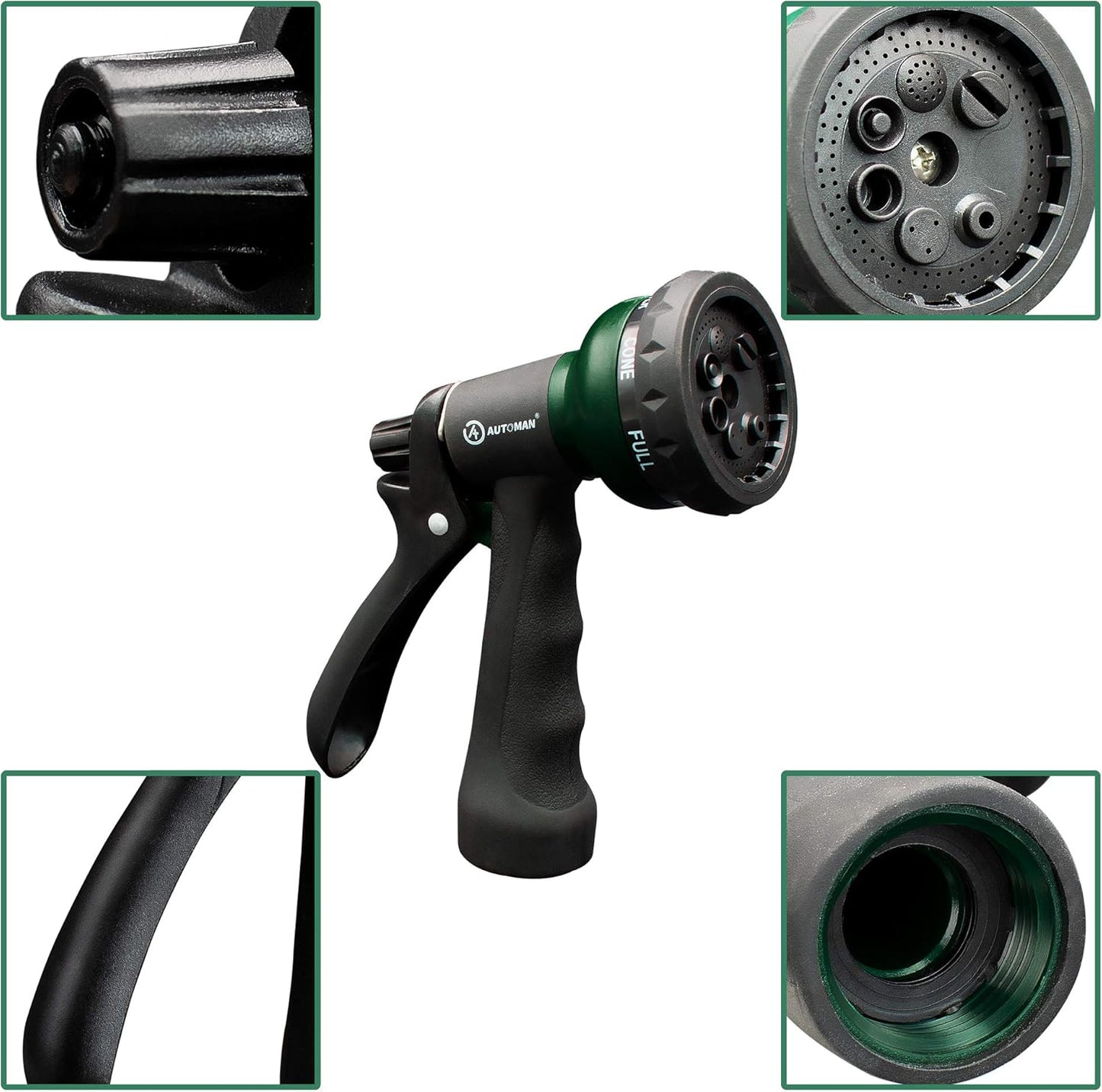 Garden Hose Nozzle 2PK, ABS Water Spray Nozzle with 7 Adjustable Patterns, Slip Resistant for Watering Plants, Lawn, Garden, Washing Cars, Cleaning, Showering Pets & Outdoor Fun