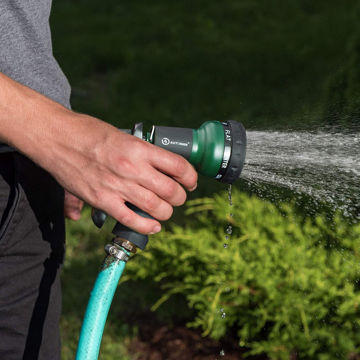 Garden Hose Nozzle 2PK, ABS Water Spray Nozzle with 7 Adjustable Patterns, Slip Resistant for Watering Plants, Lawn, Garden, Washing Cars, Cleaning, Showering Pets & Outdoor Fun