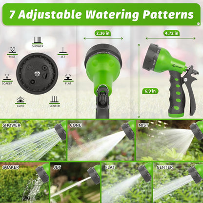 Garden Hose Nozzle 2PK, ABS Water Spray Nozzle with 7 Adjustable Patterns, Slip Resistant for Watering Plants, Lawn, Garden, Washing Cars, Cleaning, Showering Pets & Outdoor Fun