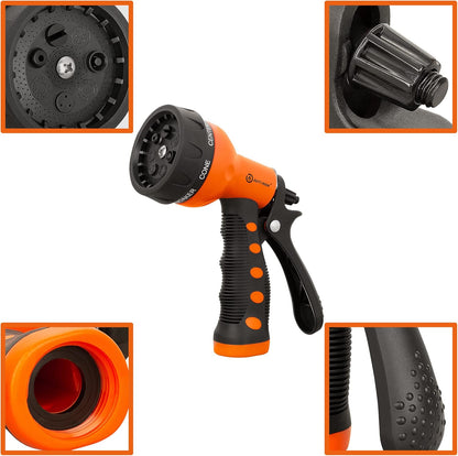 Garden Hose Nozzle 2PK, ABS Water Spray Nozzle with 7 Adjustable Patterns, Slip Resistant for Watering Plants, Lawn, Garden, Washing Cars, Cleaning, Showering Pets & Outdoor Fun