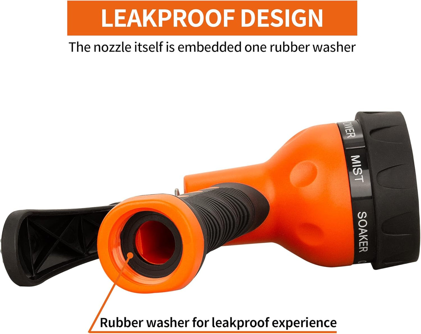 Garden Hose Nozzle 2PK, ABS Water Spray Nozzle with 7 Adjustable Patterns, Slip Resistant for Watering Plants, Lawn, Garden, Washing Cars, Cleaning, Showering Pets & Outdoor Fun