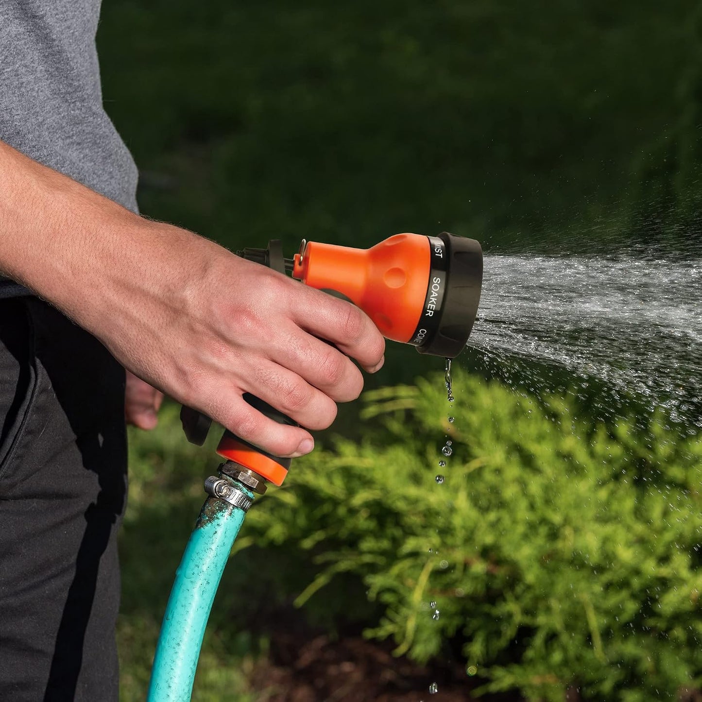 Garden Hose Nozzle 2PK, ABS Water Spray Nozzle with 7 Adjustable Patterns, Slip Resistant for Watering Plants, Lawn, Garden, Washing Cars, Cleaning, Showering Pets & Outdoor Fun