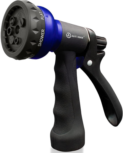 Garden Hose Nozzle 2PK, ABS Water Spray Nozzle with 7 Adjustable Patterns, Slip Resistant for Watering Plants, Lawn, Garden, Washing Cars, Cleaning, Showering Pets & Outdoor Fun