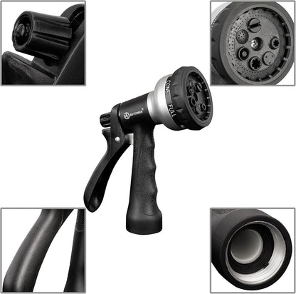 Garden Hose Nozzle 2PK, ABS Water Spray Nozzle with 7 Adjustable Patterns, Slip Resistant for Watering Plants, Lawn, Garden, Washing Cars, Cleaning, Showering Pets & Outdoor Fun