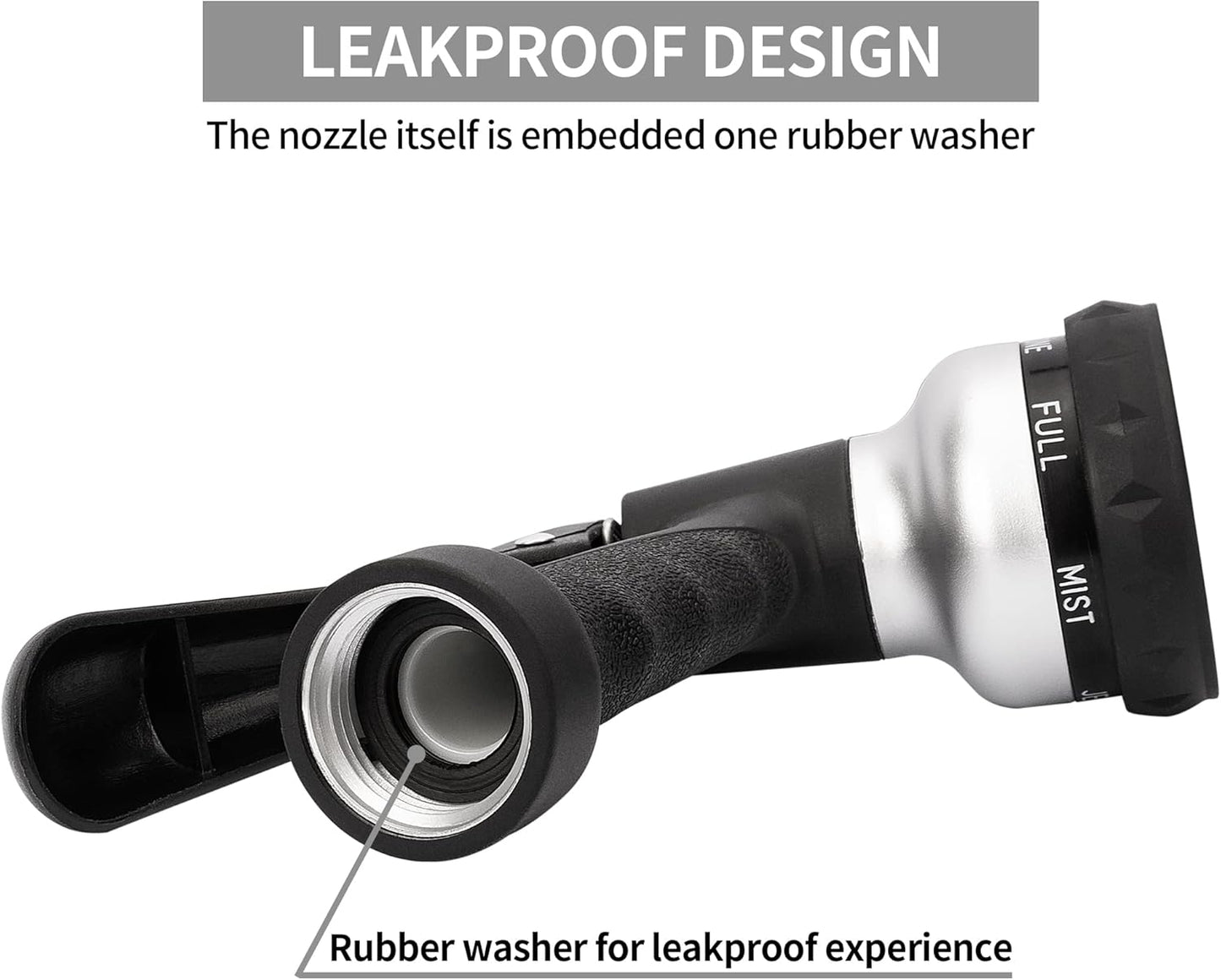 Garden Hose Nozzle 2PK, ABS Water Spray Nozzle with 7 Adjustable Patterns, Slip Resistant for Watering Plants, Lawn, Garden, Washing Cars, Cleaning, Showering Pets & Outdoor Fun