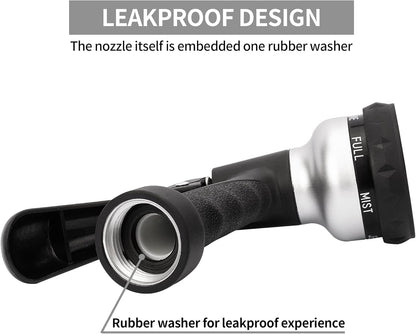 Garden Hose Nozzle 2PK, ABS Water Spray Nozzle with 7 Adjustable Patterns, Slip Resistant for Watering Plants, Lawn, Garden, Washing Cars, Cleaning, Showering Pets & Outdoor Fun