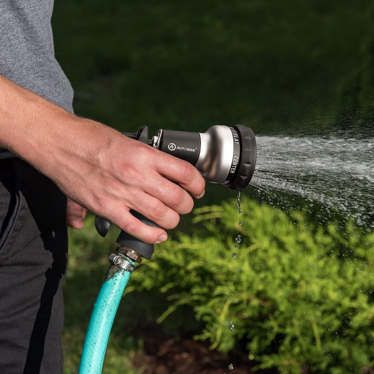 Garden Hose Nozzle 2PK, ABS Water Spray Nozzle with 7 Adjustable Patterns, Slip Resistant for Watering Plants, Lawn, Garden, Washing Cars, Cleaning, Showering Pets & Outdoor Fun