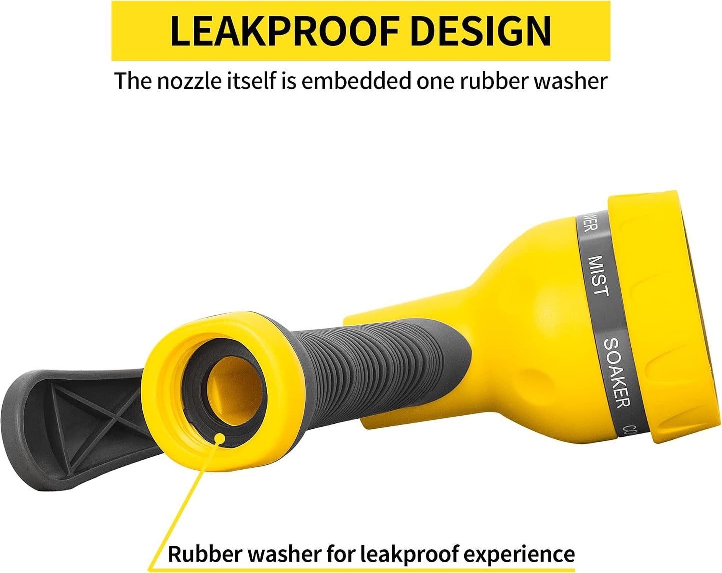Garden Hose Nozzle 2PK, ABS Water Spray Nozzle with 7 Adjustable Patterns, Slip Resistant for Watering Plants, Lawn, Garden, Washing Cars, Cleaning, Showering Pets & Outdoor Fun