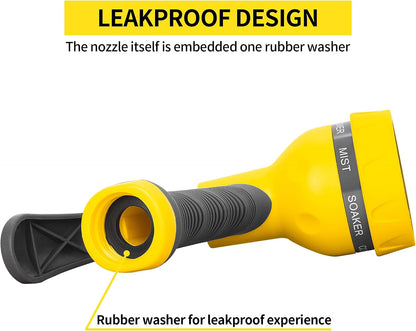 Garden Hose Nozzle 2PK, ABS Water Spray Nozzle with 7 Adjustable Patterns, Slip Resistant for Watering Plants, Lawn, Garden, Washing Cars, Cleaning, Showering Pets & Outdoor Fun