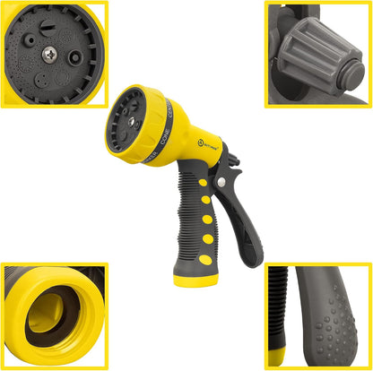 Garden Hose Nozzle 2PK, ABS Water Spray Nozzle with 7 Adjustable Patterns, Slip Resistant for Watering Plants, Lawn, Garden, Washing Cars, Cleaning, Showering Pets & Outdoor Fun