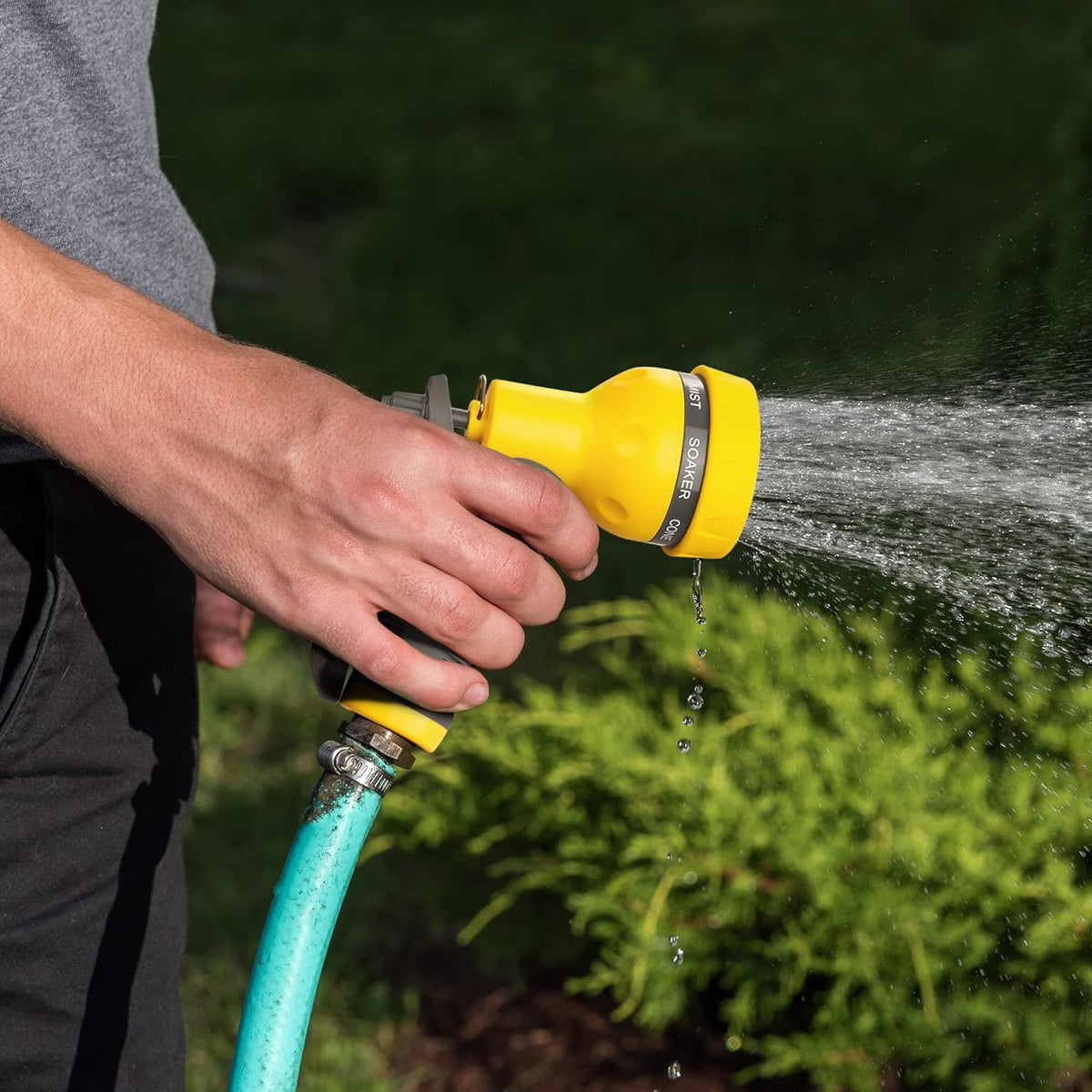 Garden Hose Nozzle 2PK, ABS Water Spray Nozzle with 7 Adjustable Patterns, Slip Resistant for Watering Plants, Lawn, Garden, Washing Cars, Cleaning, Showering Pets & Outdoor Fun