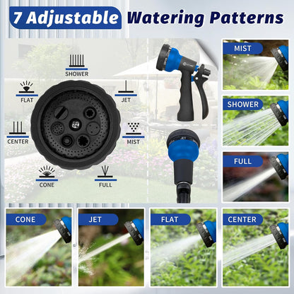 Garden Hose Nozzle 2PK, ABS Water Spray Nozzle with 7 Adjustable Patterns, Slip Resistant for Watering Plants, Lawn, Garden, Washing Cars, Cleaning, Showering Pets & Outdoor Fun