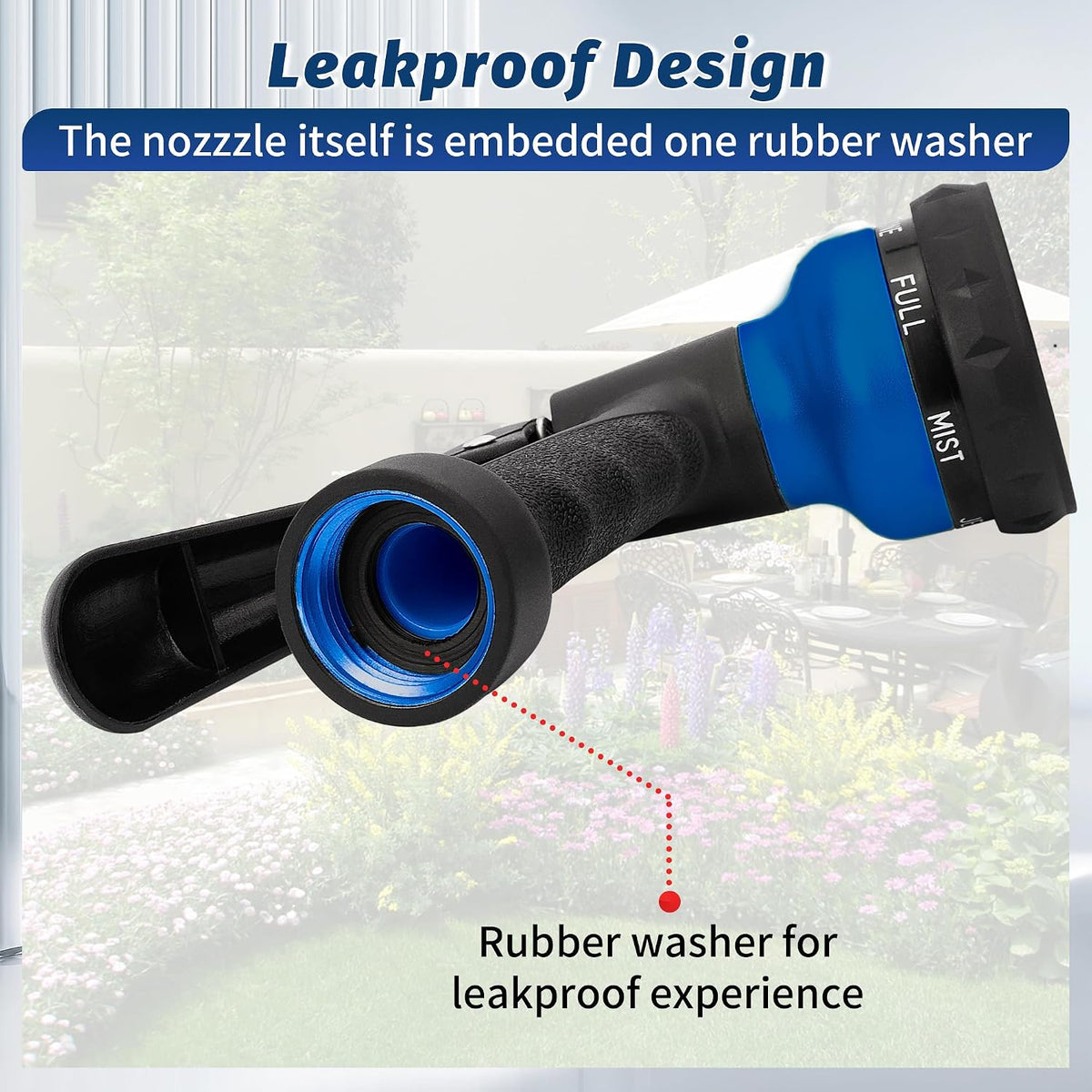 Garden Hose Nozzle 2PK, ABS Water Spray Nozzle with 7 Adjustable Patterns, Slip Resistant for Watering Plants, Lawn, Garden, Washing Cars, Cleaning, Showering Pets & Outdoor Fun