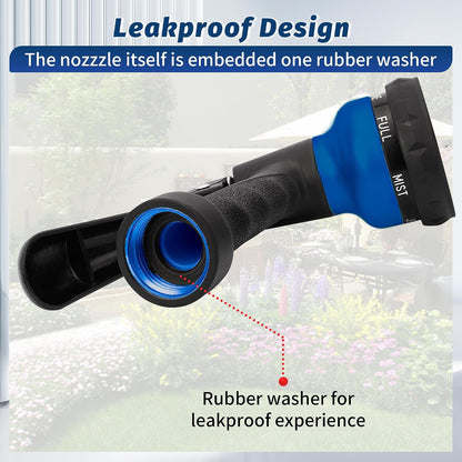 Garden Hose Nozzle 2PK, ABS Water Spray Nozzle with 7 Adjustable Patterns, Slip Resistant for Watering Plants, Lawn, Garden, Washing Cars, Cleaning, Showering Pets & Outdoor Fun