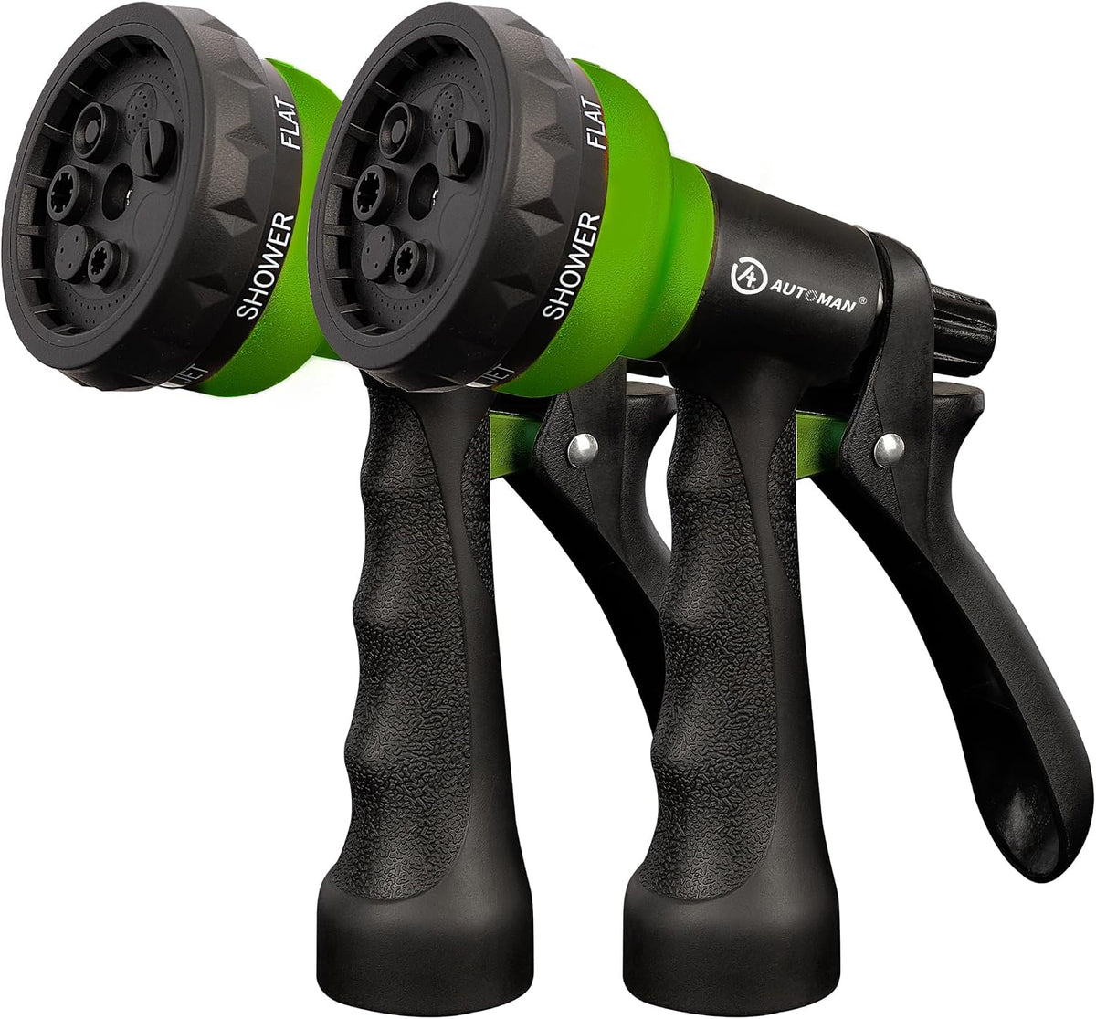 Garden Hose Nozzle 2PK, ABS Water Spray Nozzle with 7 Adjustable Patterns, Slip Resistant for Watering Plants, Lawn, Garden, Washing Cars, Cleaning, Showering Pets & Outdoor Fun