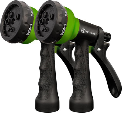 Garden Hose Nozzle 2PK, ABS Water Spray Nozzle with 7 Adjustable Patterns, Slip Resistant for Watering Plants, Lawn, Garden, Washing Cars, Cleaning, Showering Pets & Outdoor Fun