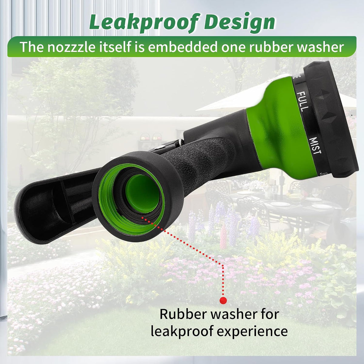 Garden Hose Nozzle 2PK, ABS Water Spray Nozzle with 7 Adjustable Patterns, Slip Resistant for Watering Plants, Lawn, Garden, Washing Cars, Cleaning, Showering Pets & Outdoor Fun