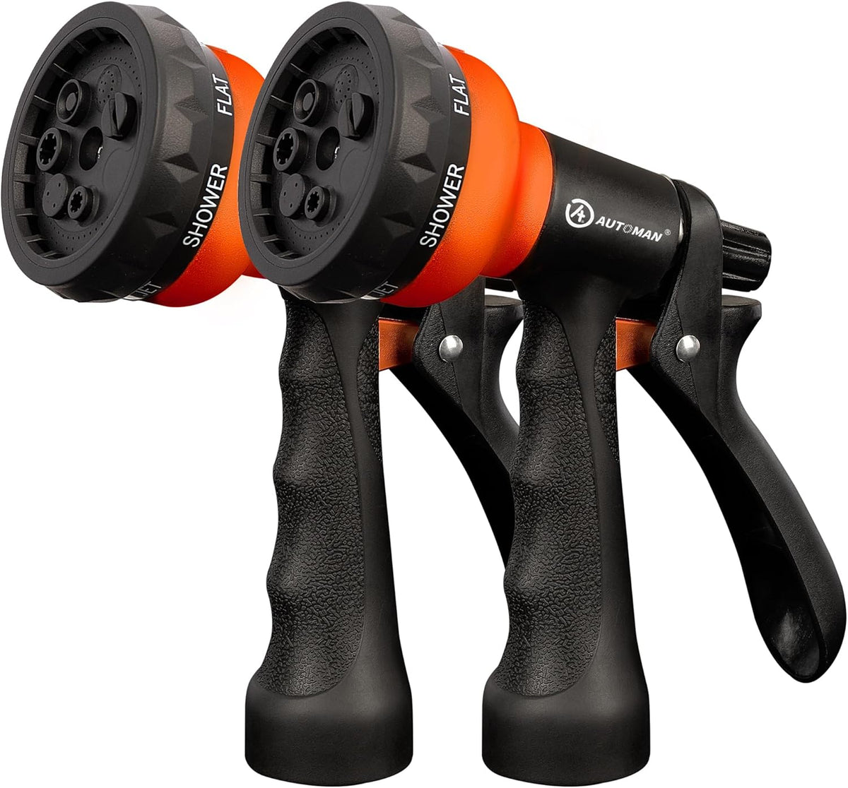 Garden Hose Nozzle 2PK, ABS Water Spray Nozzle with 7 Adjustable Patterns, Slip Resistant for Watering Plants, Lawn, Garden, Washing Cars, Cleaning, Showering Pets & Outdoor Fun