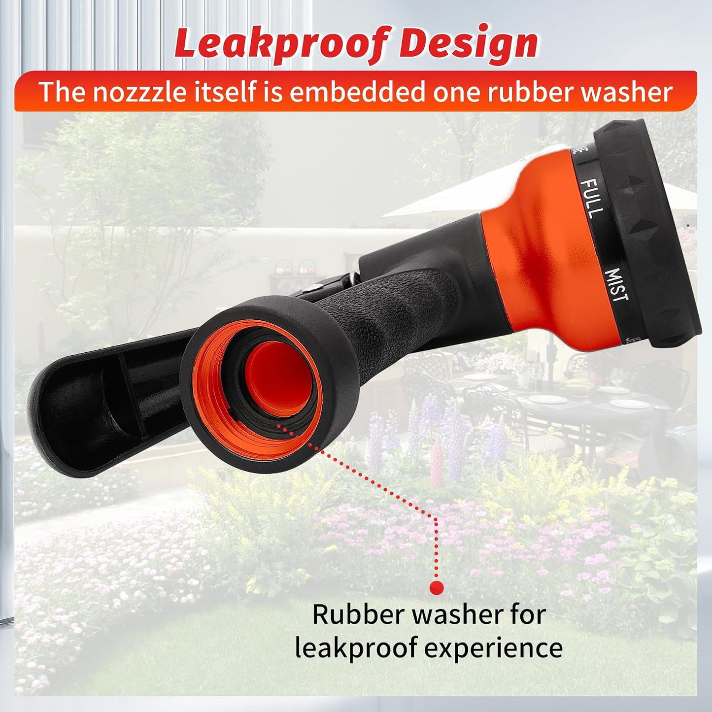 Garden Hose Nozzle 2PK, ABS Water Spray Nozzle with 7 Adjustable Patterns, Slip Resistant for Watering Plants, Lawn, Garden, Washing Cars, Cleaning, Showering Pets & Outdoor Fun