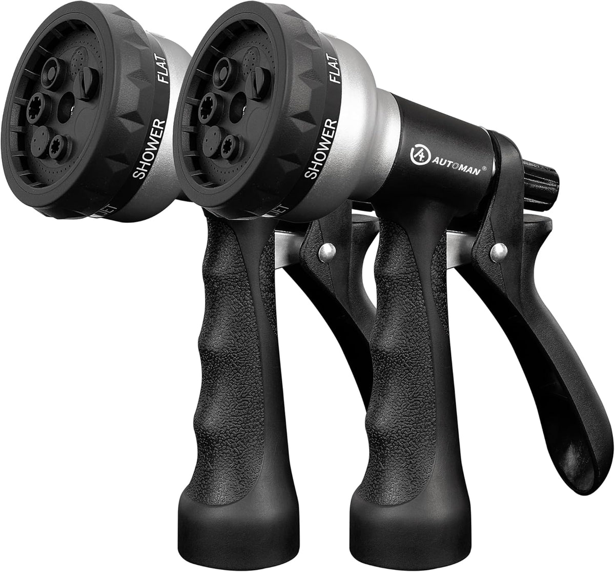 Garden Hose Nozzle 2PK, ABS Water Spray Nozzle with 7 Adjustable Patterns, Slip Resistant for Watering Plants, Lawn, Garden, Washing Cars, Cleaning, Showering Pets & Outdoor Fun