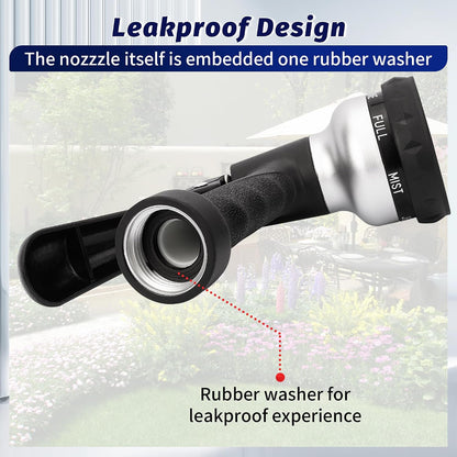 Garden Hose Nozzle 2PK, ABS Water Spray Nozzle with 7 Adjustable Patterns, Slip Resistant for Watering Plants, Lawn, Garden, Washing Cars, Cleaning, Showering Pets & Outdoor Fun