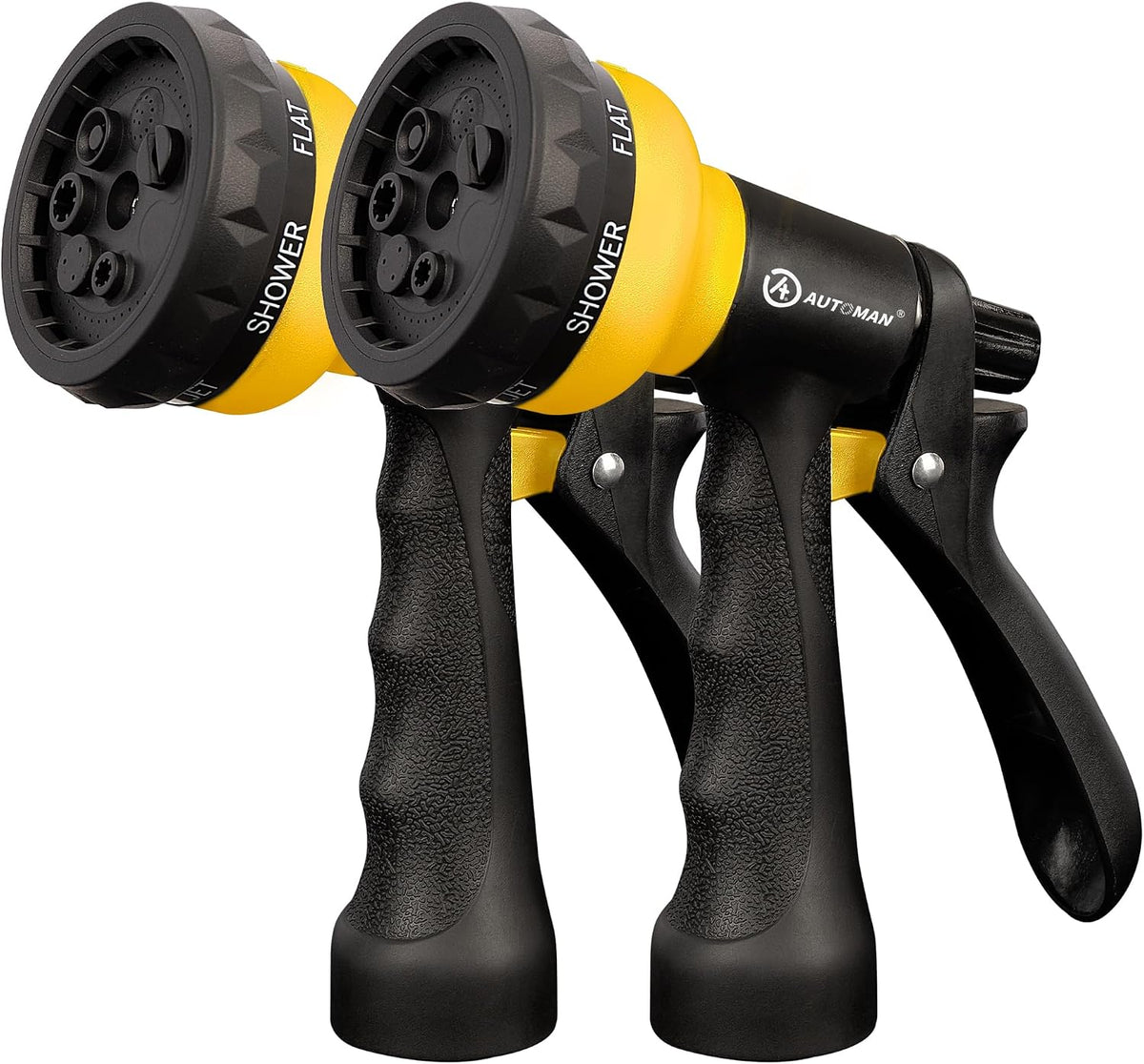 Garden Hose Nozzle 2PK, ABS Water Spray Nozzle with 7 Adjustable Patterns, Slip Resistant for Watering Plants, Lawn, Garden, Washing Cars, Cleaning, Showering Pets & Outdoor Fun