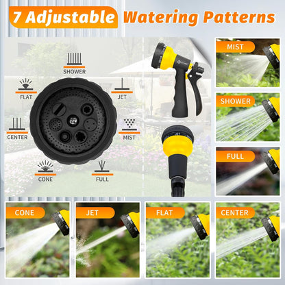 Garden Hose Nozzle 2PK, ABS Water Spray Nozzle with 7 Adjustable Patterns, Slip Resistant for Watering Plants, Lawn, Garden, Washing Cars, Cleaning, Showering Pets & Outdoor Fun