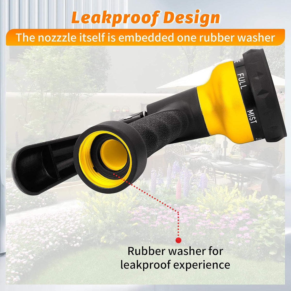 Garden Hose Nozzle 2PK, ABS Water Spray Nozzle with 7 Adjustable Patterns, Slip Resistant for Watering Plants, Lawn, Garden, Washing Cars, Cleaning, Showering Pets & Outdoor Fun