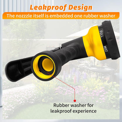 Garden Hose Nozzle 2PK, ABS Water Spray Nozzle with 7 Adjustable Patterns, Slip Resistant for Watering Plants, Lawn, Garden, Washing Cars, Cleaning, Showering Pets & Outdoor Fun