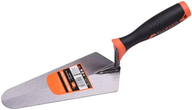 6” Brick Laying Trowel - High Carbon Steel Gauging Brick Trowel For Placing Mortar between Brick, Stone and Concrete - Ergonomic Rubber Grip Handle