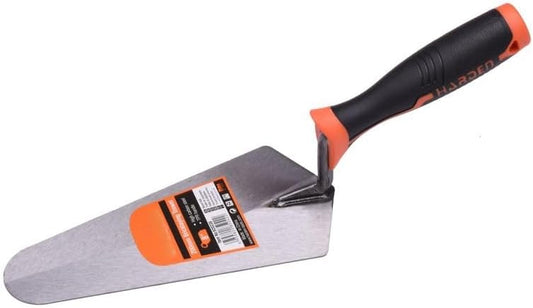 6” Brick Laying Trowel - High Carbon Steel Gauging Brick Trowel For Placing Mortar between Brick, Stone and Concrete - Ergonomic Rubber Grip Handle