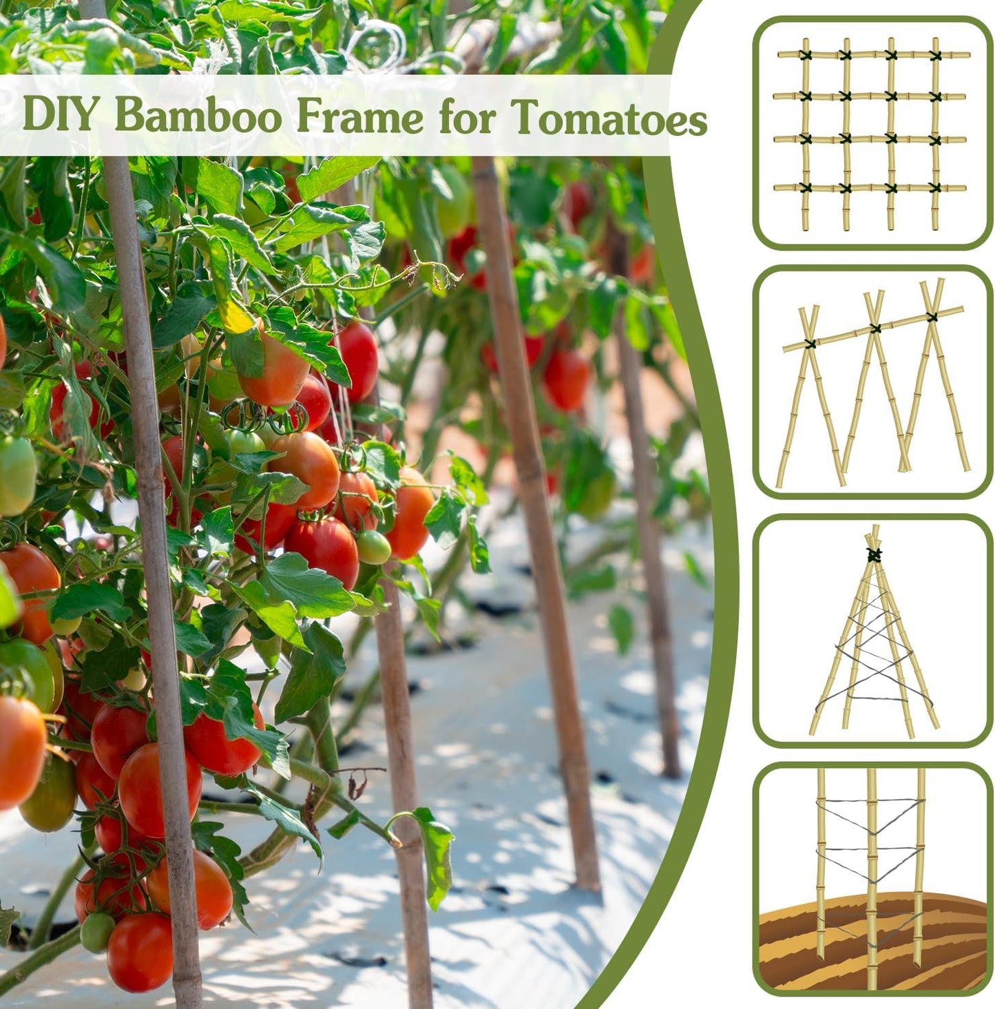 Plant Stakes 4FT, Natural Bamboo Stakes, 25Pcs Sturdy Bamboos Garden Stakes