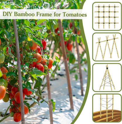 Plant Stakes 4FT, Natural Bamboo Stakes, 25Pcs Sturdy Bamboos Garden Stakes