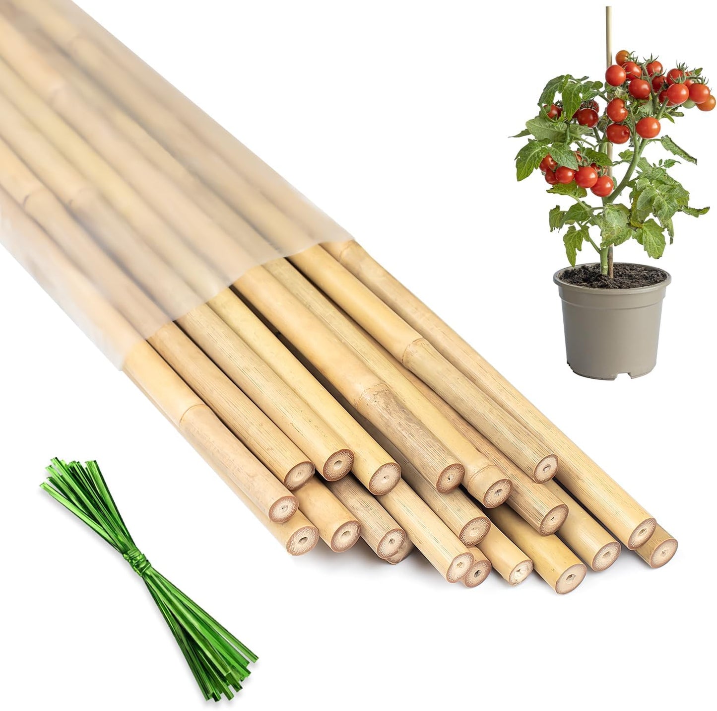 Plant Stakes 4FT, Natural Bamboo Stakes, 25Pcs Sturdy Bamboos Garden Stakes