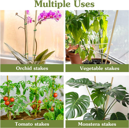 Plant Stakes 4FT, Natural Bamboo Stakes, 25Pcs Sturdy Bamboos Garden Stakes