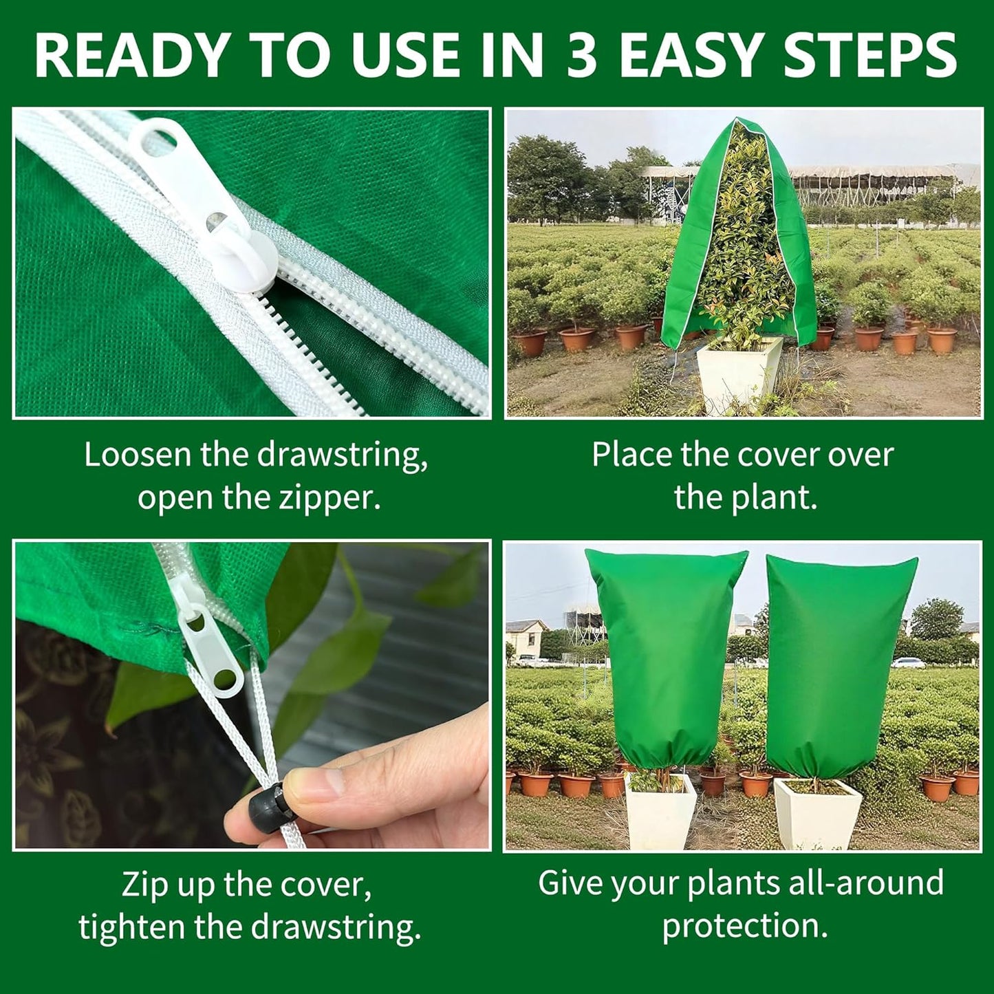 Plant Covers Wind and Frost Protection, Plant Covers with Zipper Drawstring