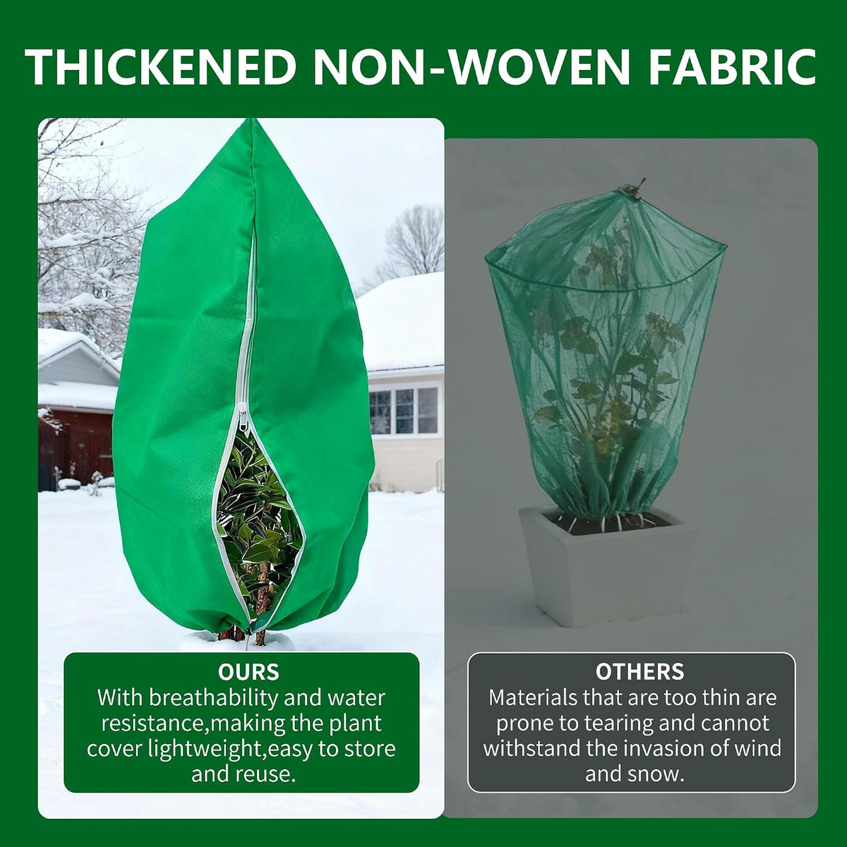 Plant Covers Wind and Frost Protection, Plant Covers with Zipper Drawstring