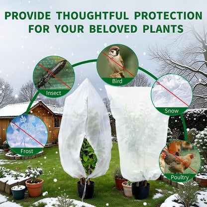 Plant Covers Wind and Frost Protection, Plant Covers with Zipper Drawstring