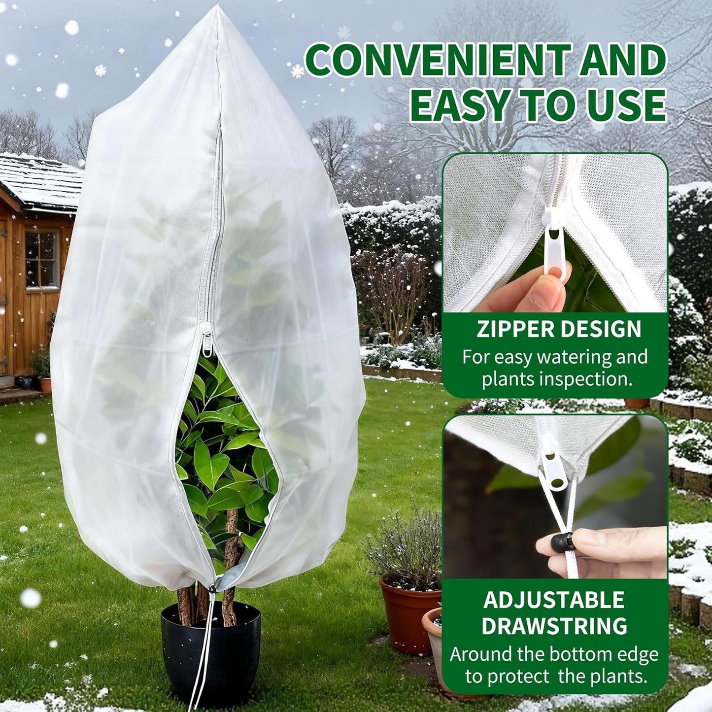 Plant Covers Wind and Frost Protection, Plant Covers with Zipper Drawstring