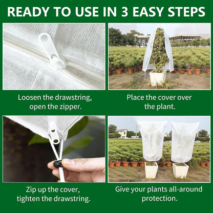 Plant Covers Wind and Frost Protection, Plant Covers with Zipper Drawstring